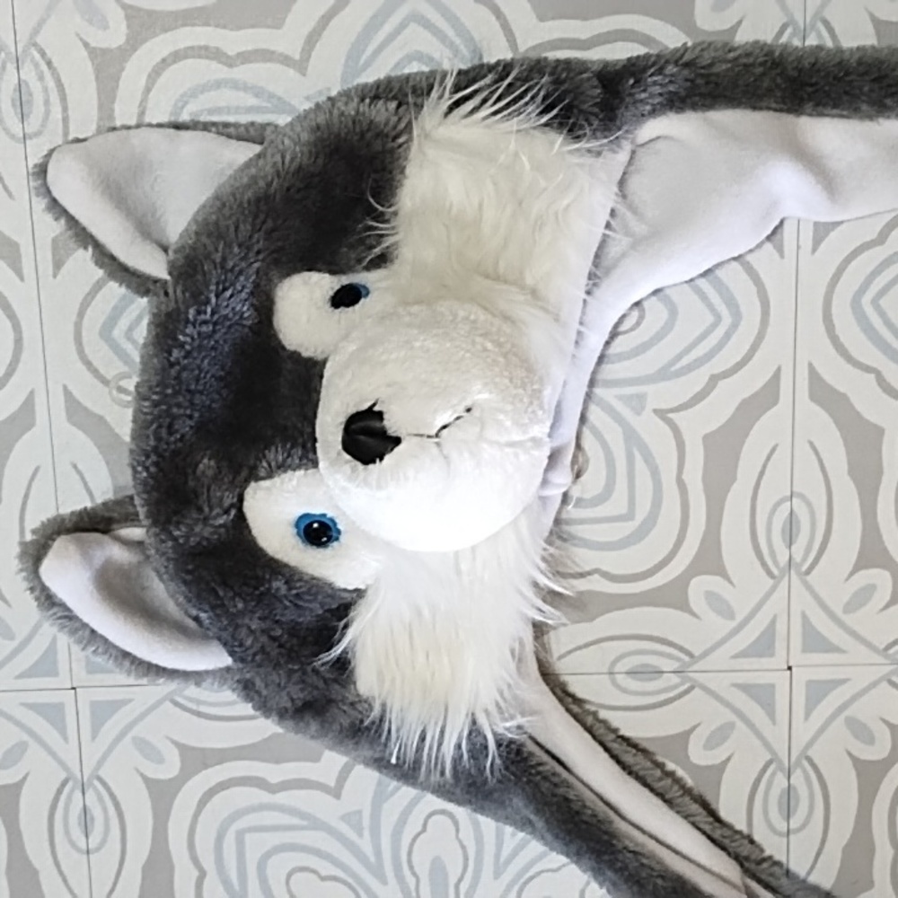Kids Gray Wolf Cap hat Winter Halloween costume animal headwear b62